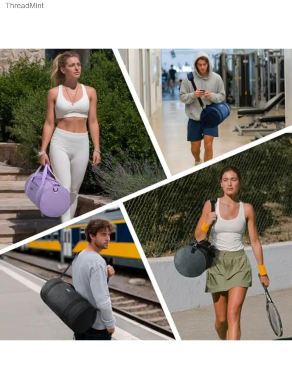 24L Nylon Duffle Bag with Shoe Compartment & Wet Pocket